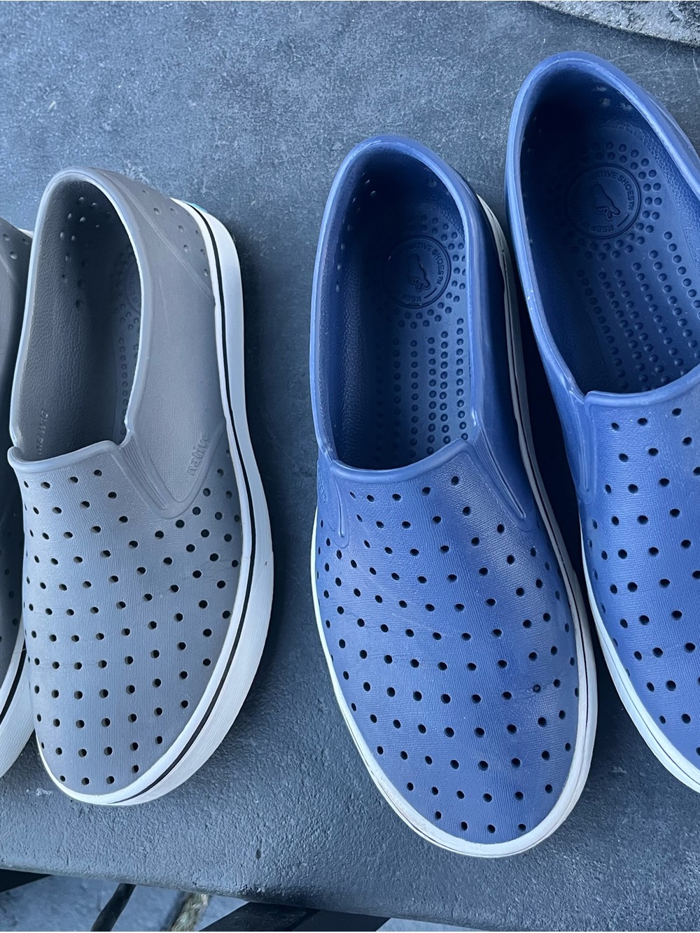 Native Men's Slip-On Perforated Casual Shoes - Blue and Gray M8 W10